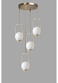 Fehér-aranyszínű függőlámpa üveg búrával ø 30 cm Ahu – Opviq lights