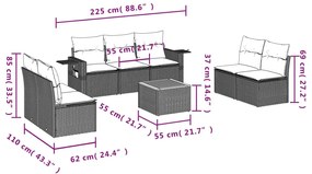 8 részes bézs polyrattan kerti ülőgarnitúra párnával