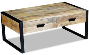 100x60x40 cm tömör mangófa dohányzóasztal 2 fiókkal