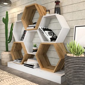 könyvespolc Cicek - White, Oak