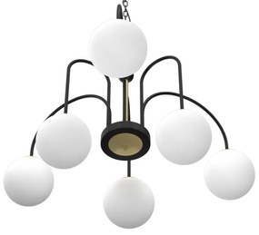 Csillár láncon CAMBRIDGE 6xE14/60W/230V fekete/sárgaréz