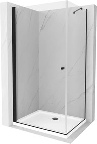 Mexen Pretoria, zuhanykabin 100 (ajtó) x 80 (fal) cm, 6mm átlátszó üveg, fekete profil + fehér zuhanytálca, 852-100-080-70-00-4010B