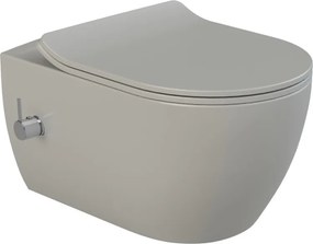 CeraStyle CITY fali WC - MATT SZÜRKE - BEÉPÍTETT bidé funkcióval - perem nélküli - 53 cm