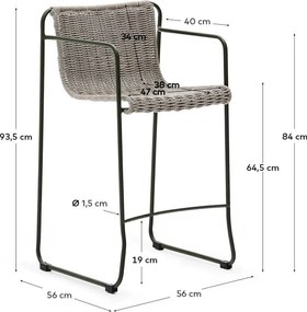 Szürkészöld fém kerti bárszék Maurina – Kave Home