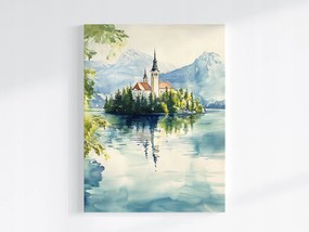 Vászonkép Canvas Tájkép Szlovénia Tó Hibás Templom Sziget 60x80