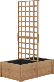 Outsunny Virágtartó Trellis-el, Virágágyás Béléssel, Magas Fa Virágtartó Felfutó Növényekhez, Zöldségekhez - 100 x 60 x 150 cm Természetes | Aosom
