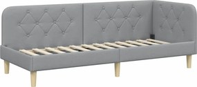 vidaXL Sarokágy keret fejtámlával Világosszürke 80 x 200 cm szövet