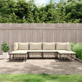 6 részes antracitszürke polyrattan kerti ülőgarnitúra párnákkal