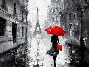 Canvas Vászonkép Párizs Eiffel-torony Eső Nő Esernyő 80x60