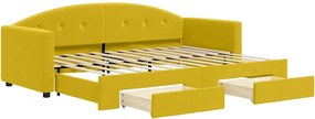 vidaXL sárga kihúzható bársony heverő fiókkal 80 x 200 cm