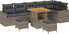 vidaXL Kerti Kanapé Szett 9 pcs Szürke polirattan