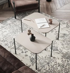 Sonatia dohányzóasztal 70 cm téglalap alakú fém lábakkal - kasmír