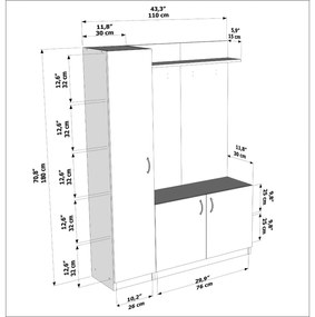 Előszobafal  Neturella (fehér + teak)  . 1102378
