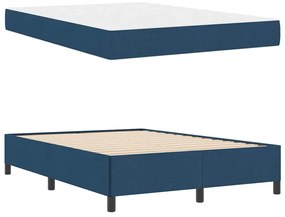 Boxrugós ágy Kék és Fekete 140 x 190 cm Textil és mérnöki fa