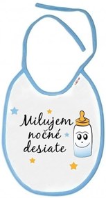 Baby Nellys Vízálló előke I love késő éjszaka rágcsálnivalók, 24 x 27 cm, fiú - fehér kék