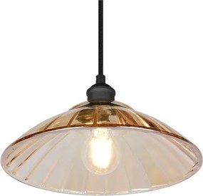 Fekete-borostyán színű fém függőlámpa üveg búrával ø 29,5 cm Eluna – Reality