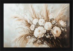 Poszter Keret Fa Csokor Fű Bazsarózsa Rózsa Kompozíció Boho 60x40