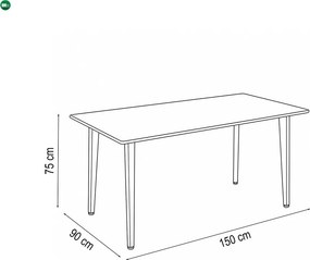 Silla 150 6+1 étkező garnitúra fekete-szürke
