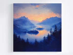 Vászonkép Canvas Tájkép Magas Hegyek Erdő Tó Sziget Kastély 80x80