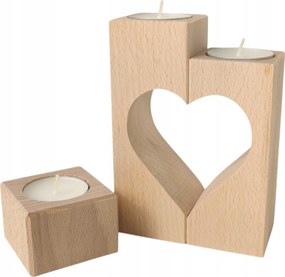 Gyertyatartó Bükk szív szett 3 db-os Melegítők Esküvő Valentin nap