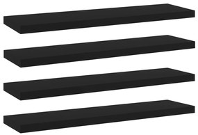 4 db fekete szerelt fa könyvespolc 40 x 10 x 1,5 cm
