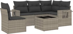 vidaXL 6 részes világosszürke polyrattan kerti ülőgarnitúra párnákkal