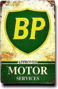 Tábla Fém Díszlemez Bp Szerviz Garázs Mechanika Logó Retro Klasszikus