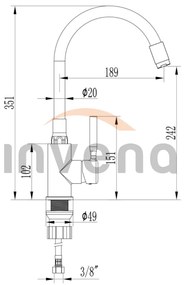 Invena, rejtett bidé csaptelep, arany fényes, BP-00-B09-L