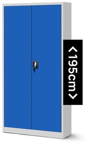 Fém iratszekrény JAN H, 900 x 1950 x 400 mm, szürke-kék
