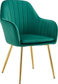 Dizájn fotel, smaragd Velvet szövet/gold króm-arany, ADLAM NEW