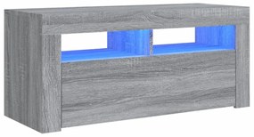 szürke sonoma színű TV-szekrény LED-világítással 90x35x40 cm