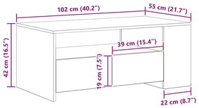 Fekete Tölgy Kávézó Asztal 102x55x43.5 cm Mérnöki Fából Készült
