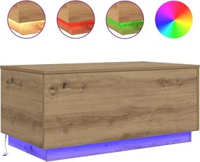 vidaXL kézműves tölgy színű dohányzóasztal LED-lámpákkal 90x50x40 cm