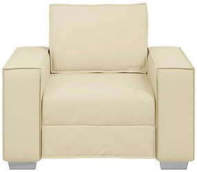 Krémszínű Fotel 59 cm Műbőrből