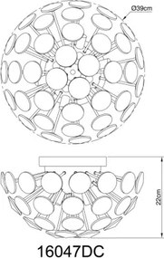 Globo 16047DC Mennyezeti lámpa, fém krómozott, K9 átlátszó kristályok, ø: 390mm, M: 220mm, 10x G9 7W 230V izzók nélkül
