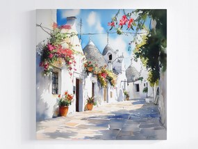 Canvas Vászonkép Olaszország Puglia Alberobello Trulli Házak Kilátás 40x40