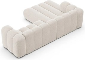 Krémszínű zsenília sarokkanapé (bal oldali-heverő résszel) Lupine – Micadoni