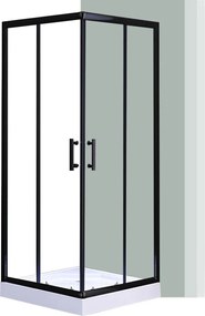 Spirit Clear 80x80x194 cm-es szögletes zuhanykabin, erősített akril zuhanytálcával fekete