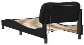 fekete műbőr ágykeret LED-világítással 80 x 200 cm