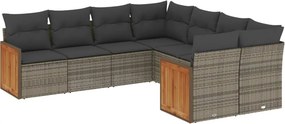 vidaXL 8 részes szürke polyrattan kerti ülőgarnitúra párnákkal