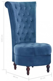 Kék magas háttámlájú bársonyszék