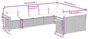 9-részes szürke polyrattan kerti ülőgarnitúra párnákkal