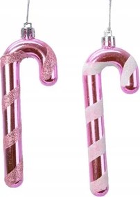 Karácsonyfa medál cukorka pálca rózsaszín 12 cm karácsonyfa