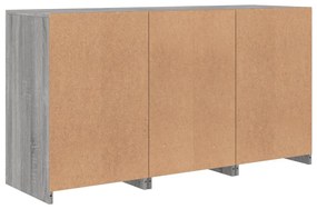 szürke sonoma tálalószekrény LED-világítással 123 x 37 x 67 cm