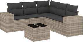 vidaXL 6 részes világosszürke polyrattan kerti ülőgarnitúra párnákkal
