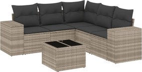 vidaXL 6 részes világosszürke polyrattan kerti ülőgarnitúra párnákkal