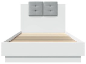 fehér ágykeret fejtámlával és LED-világítással 90 x 200 cm