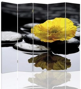 Gario Paraván Zen, sárga virággal Méret: 180 x 170 cm, Kivitelezés: Forgó paraván 360°