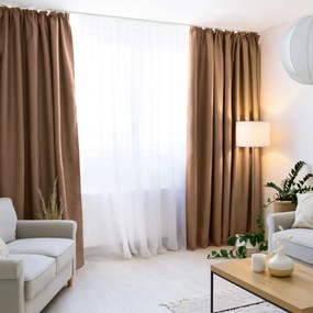 Goldea sötétítő függöny blackout szatén fényű - aranybézs 270x200 cm