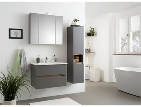 Szürke függő fürdőszoba szekrény tükörrel 80x70 cm Set 357 - Pelipal